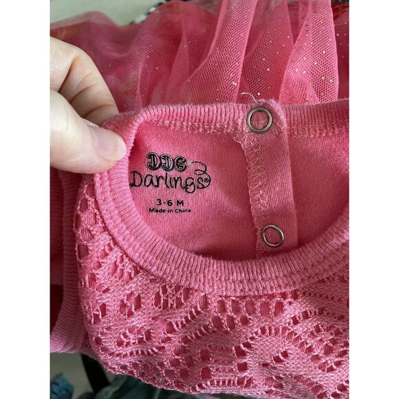 DDG Darlings Romper Sleeveless Dress Sz 3-6 Months Pink Coral Sparkle - Picture 6 of 6